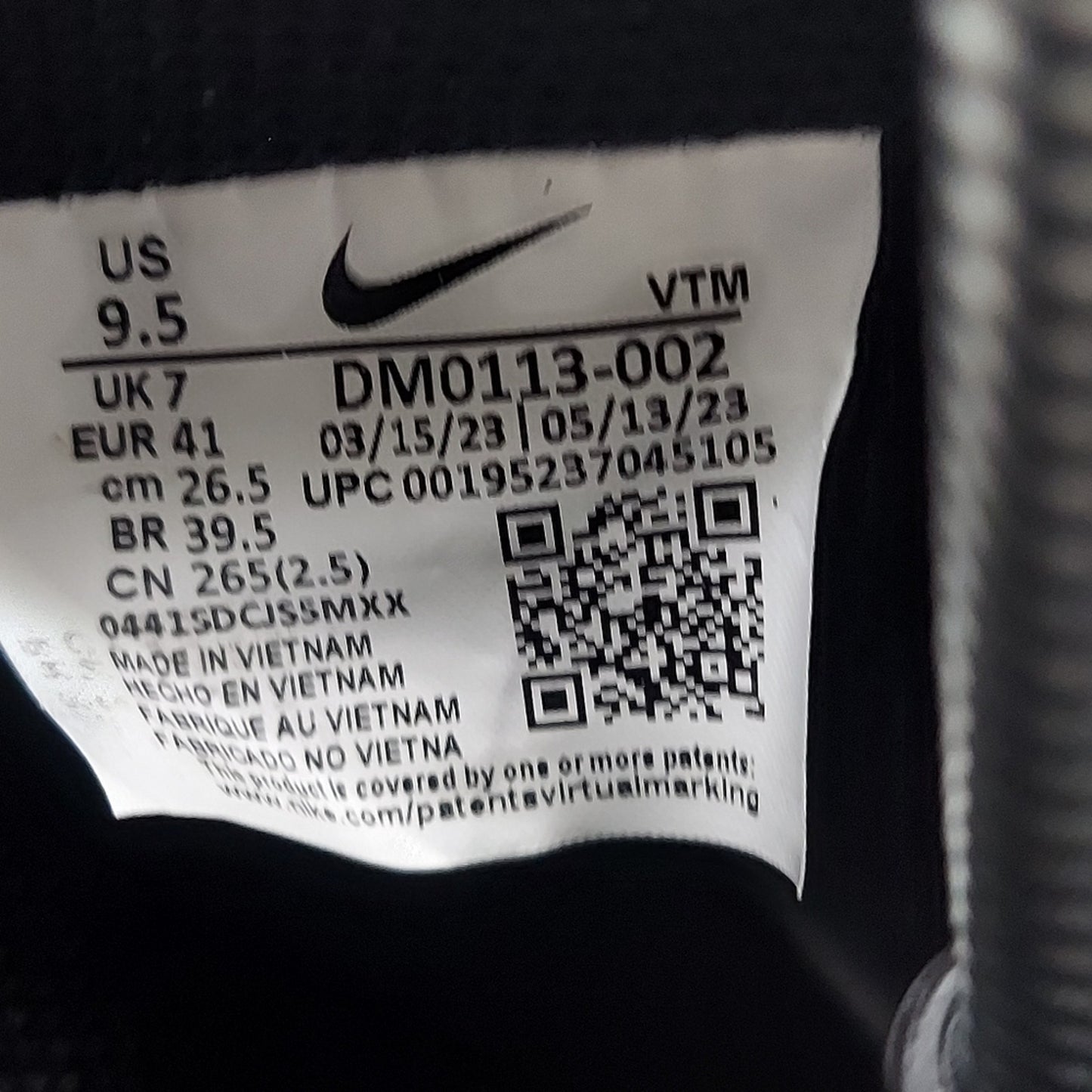 Nike Court Vision Alta Black/White Sneakers - Women's Size 9.5 New Without Box